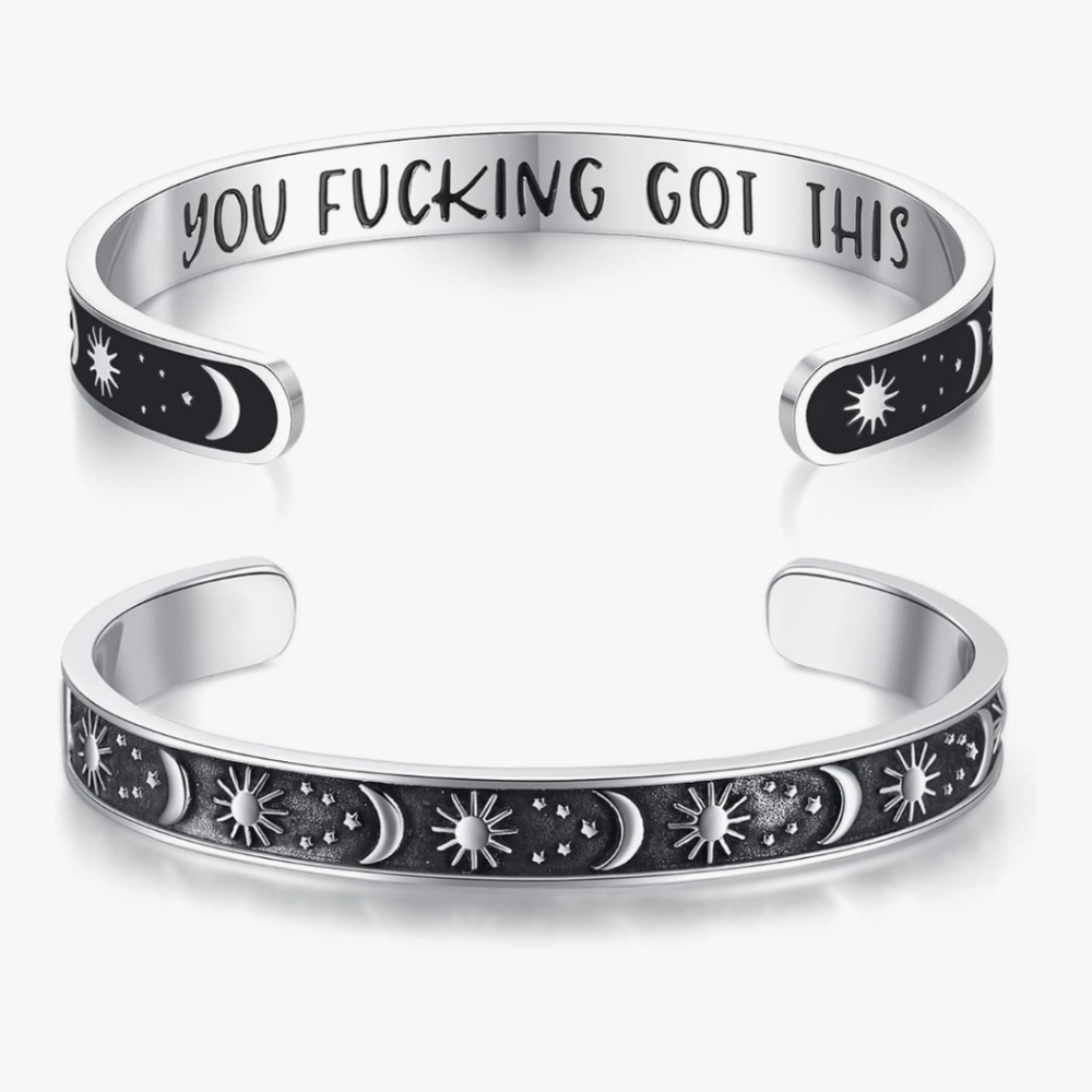 Inspirational Silver Cuff Bracelet
